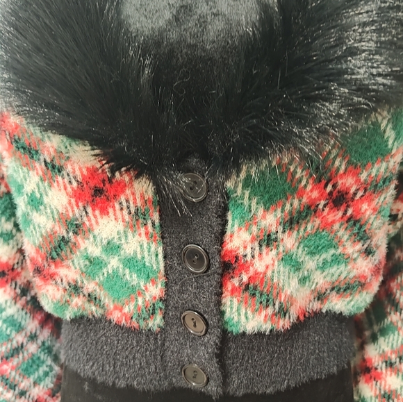 Sugar Thrillz Holiday Party Plaid Cardigan - Size S - Picture 4 of 9
